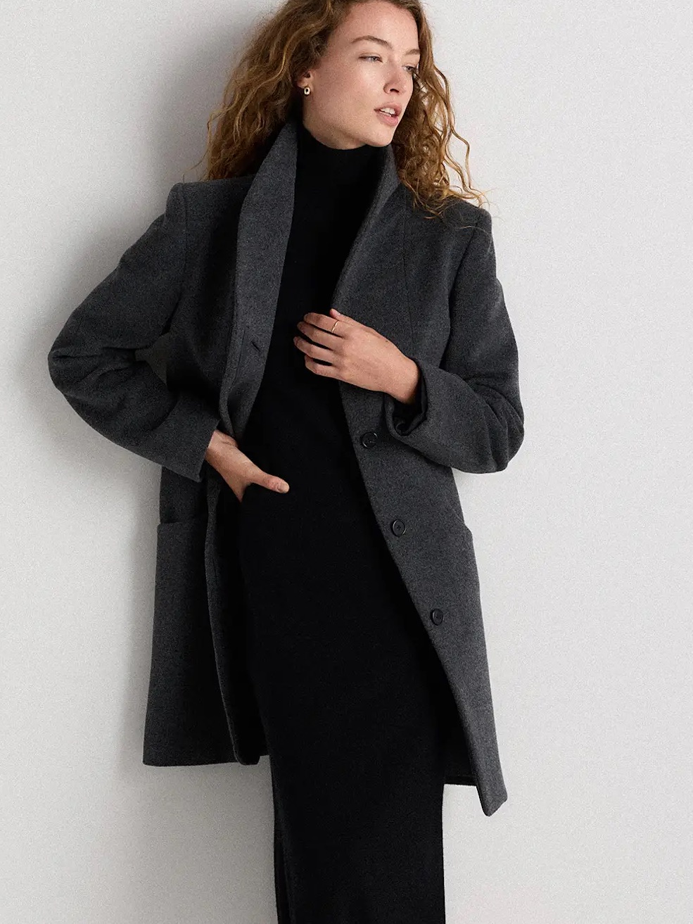 Quince Italian Wool Cocoon Coat Charcoal Gray Trench Luxury Minimalist Size Xxl